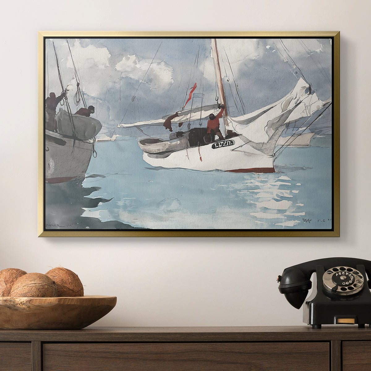 Fishing Boats, Key West, 1903 - Floater Framed Canvas Print