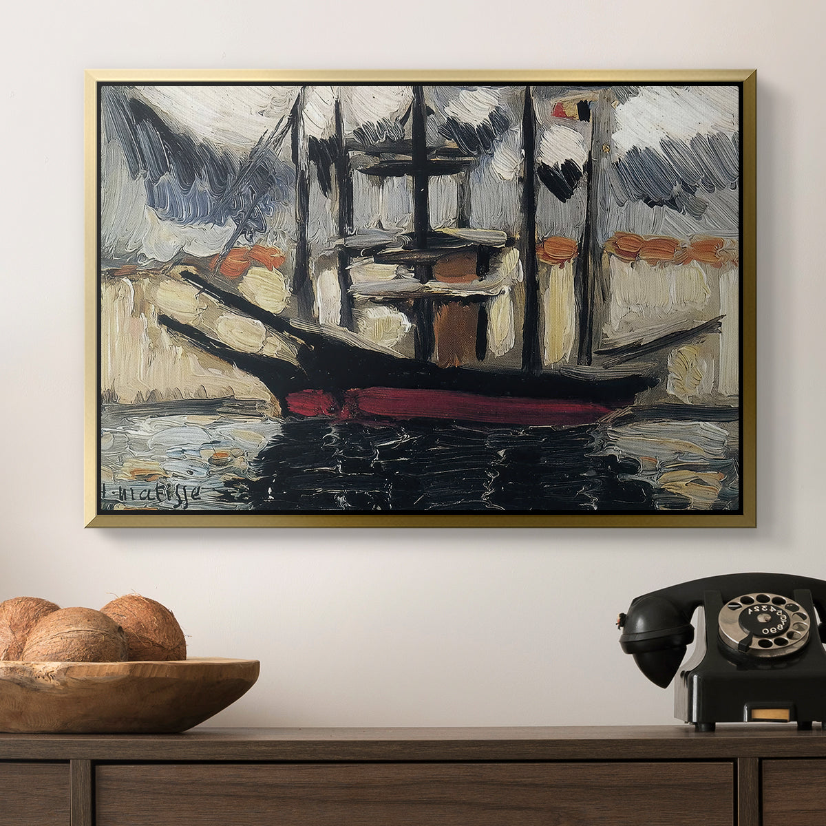 Two Boats Side by Side, Port of Marseilles, c. 1916 - Floater Framed Canvas Print