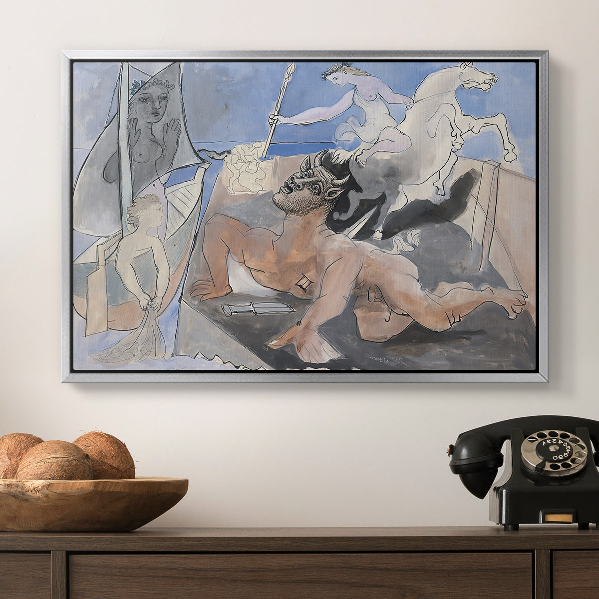 Composition with Minotaur, 1936 - Floater Framed Canvas Print