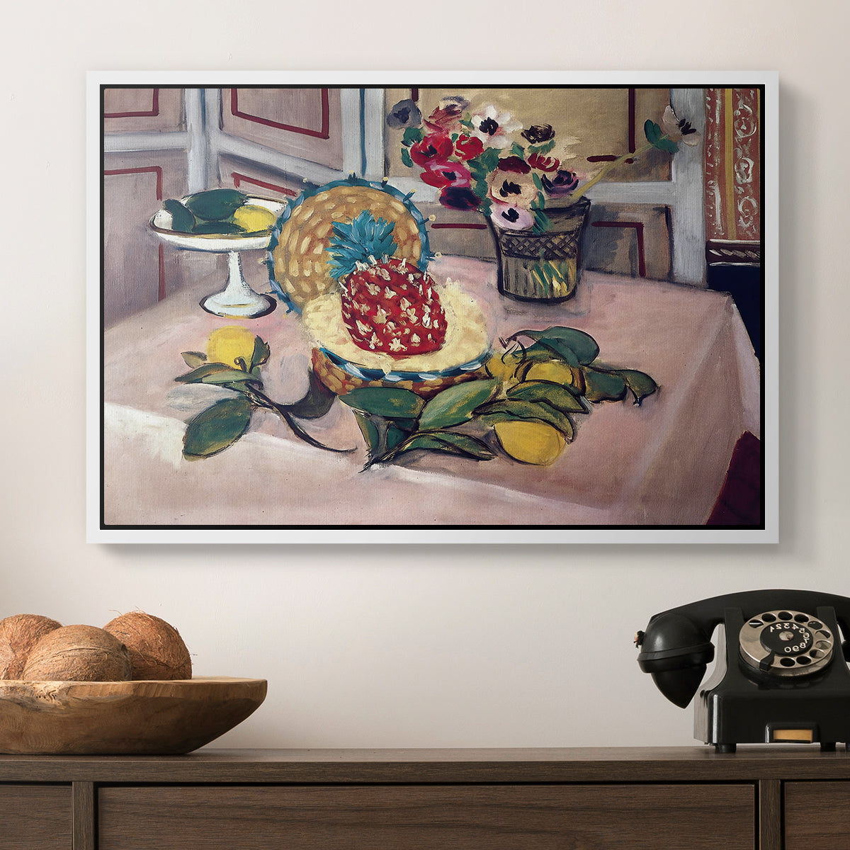 Still Life with Pineapple and Lemons, 1925 - Floater Framed Canvas Print