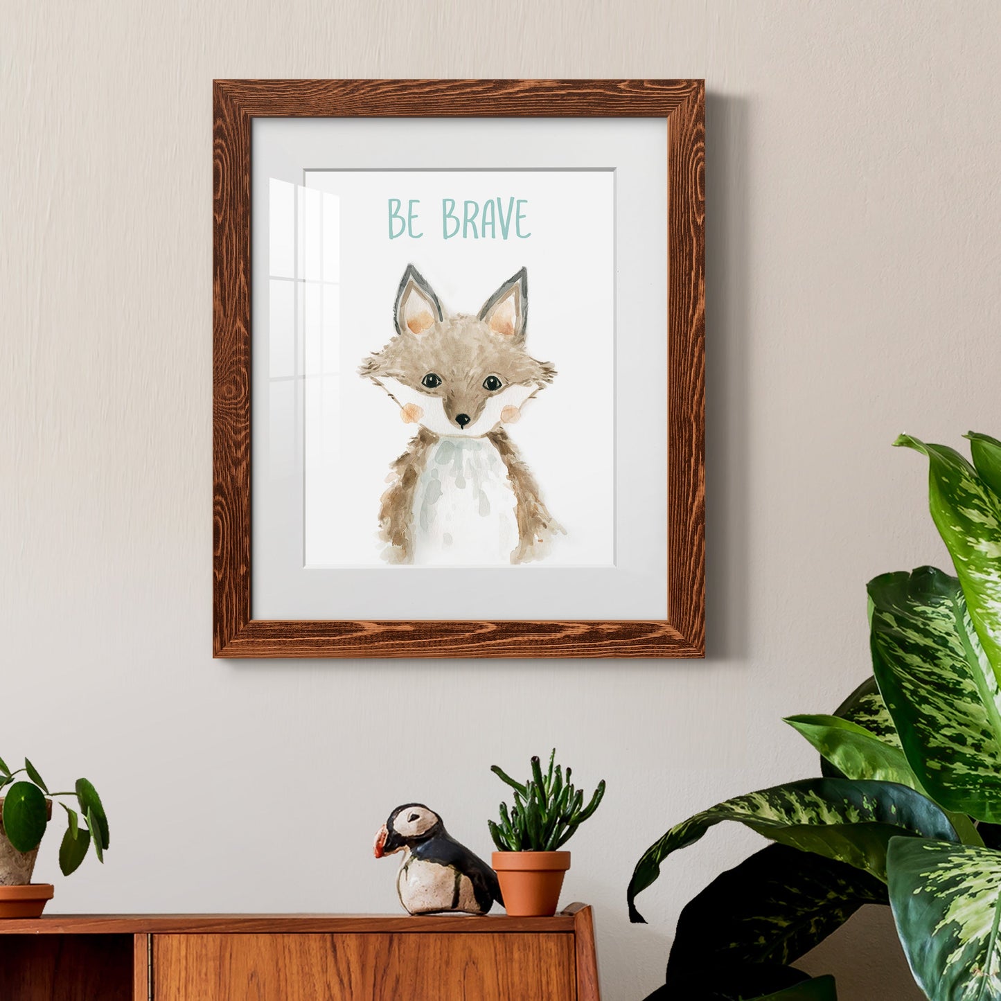 Be Brave Fox - Premium Framed Print - Distressed Barnwood Frame - Ready to Hang