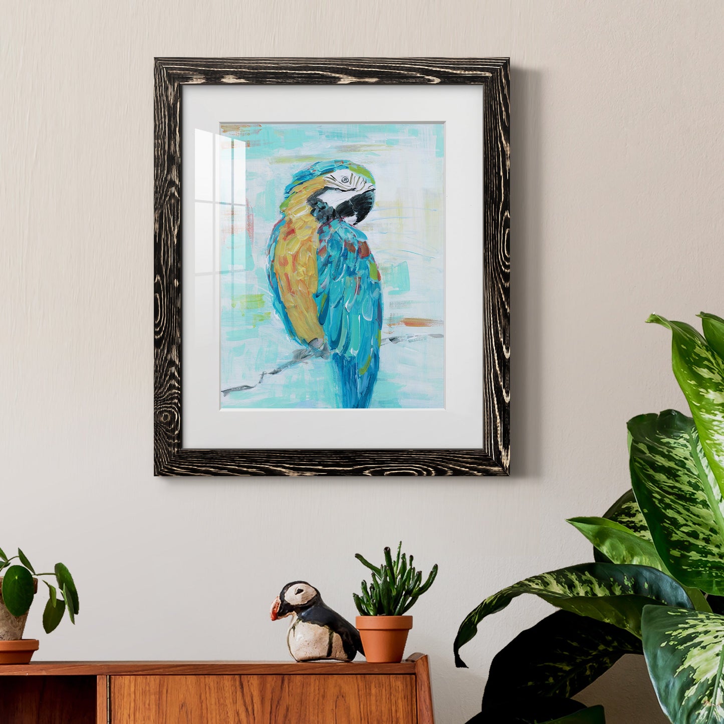 Island Parrot I - Premium Framed Print - Distressed Barnwood Frame - Ready to Hang