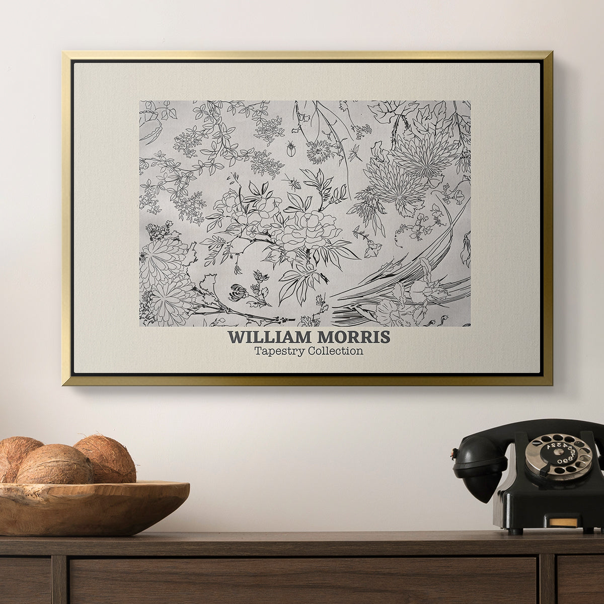 Fleurs, 1866 (Morris Inspired) - Floater Framed Canvas Print