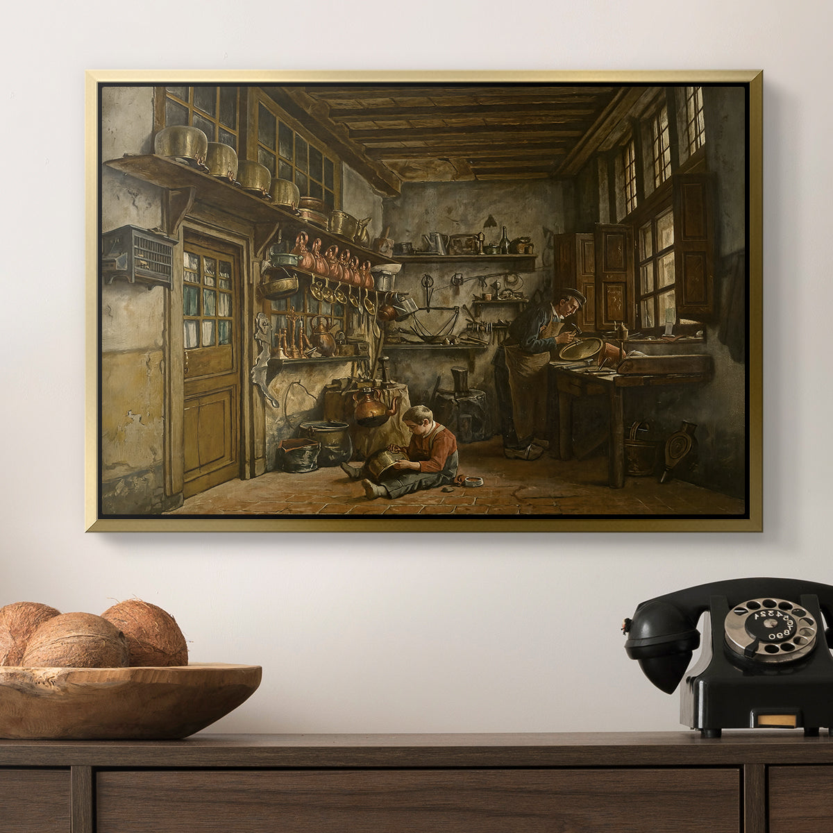 The Tinker, 1861 - Floater Framed Canvas Print