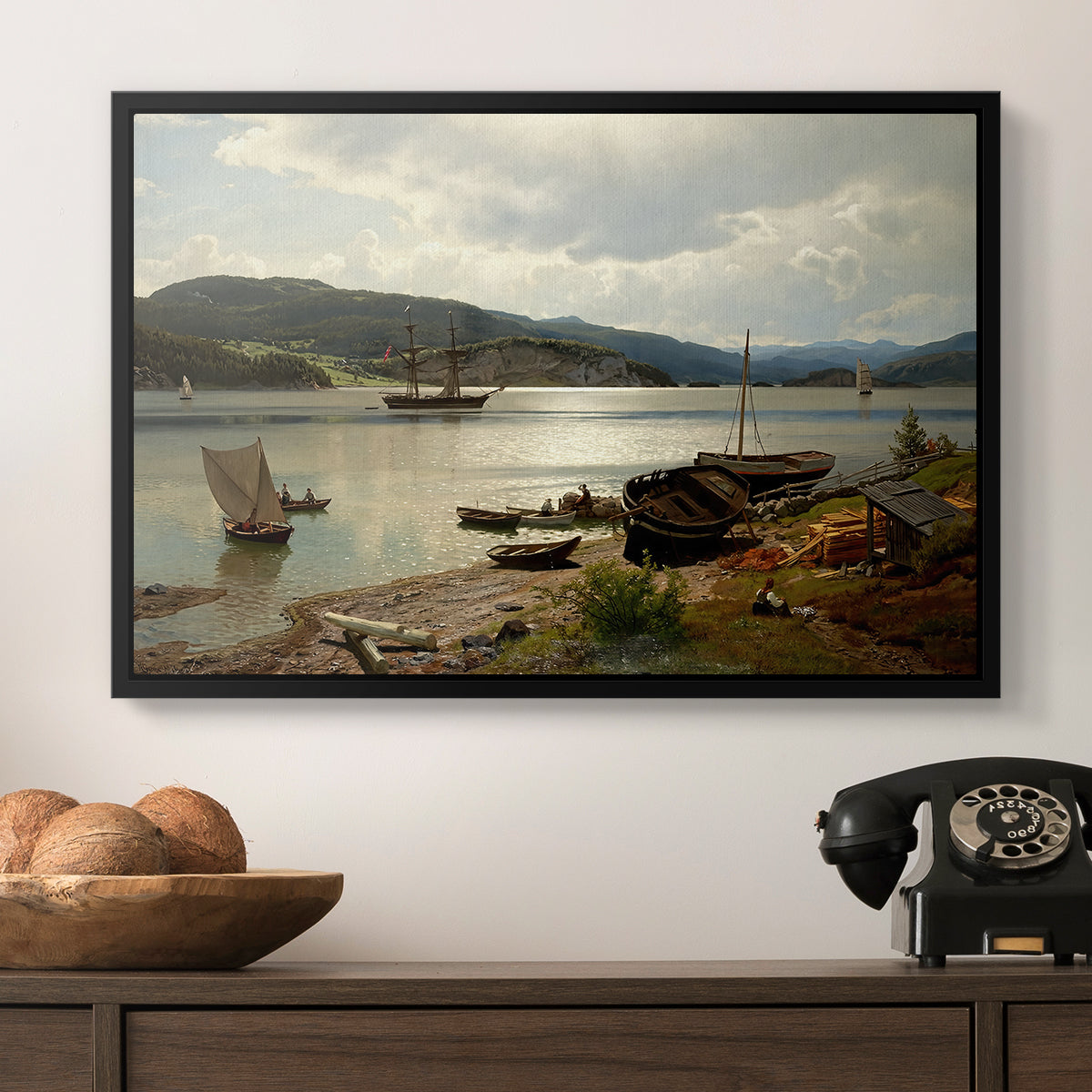 By the Water, 1876 - Floater Framed Canvas Print
