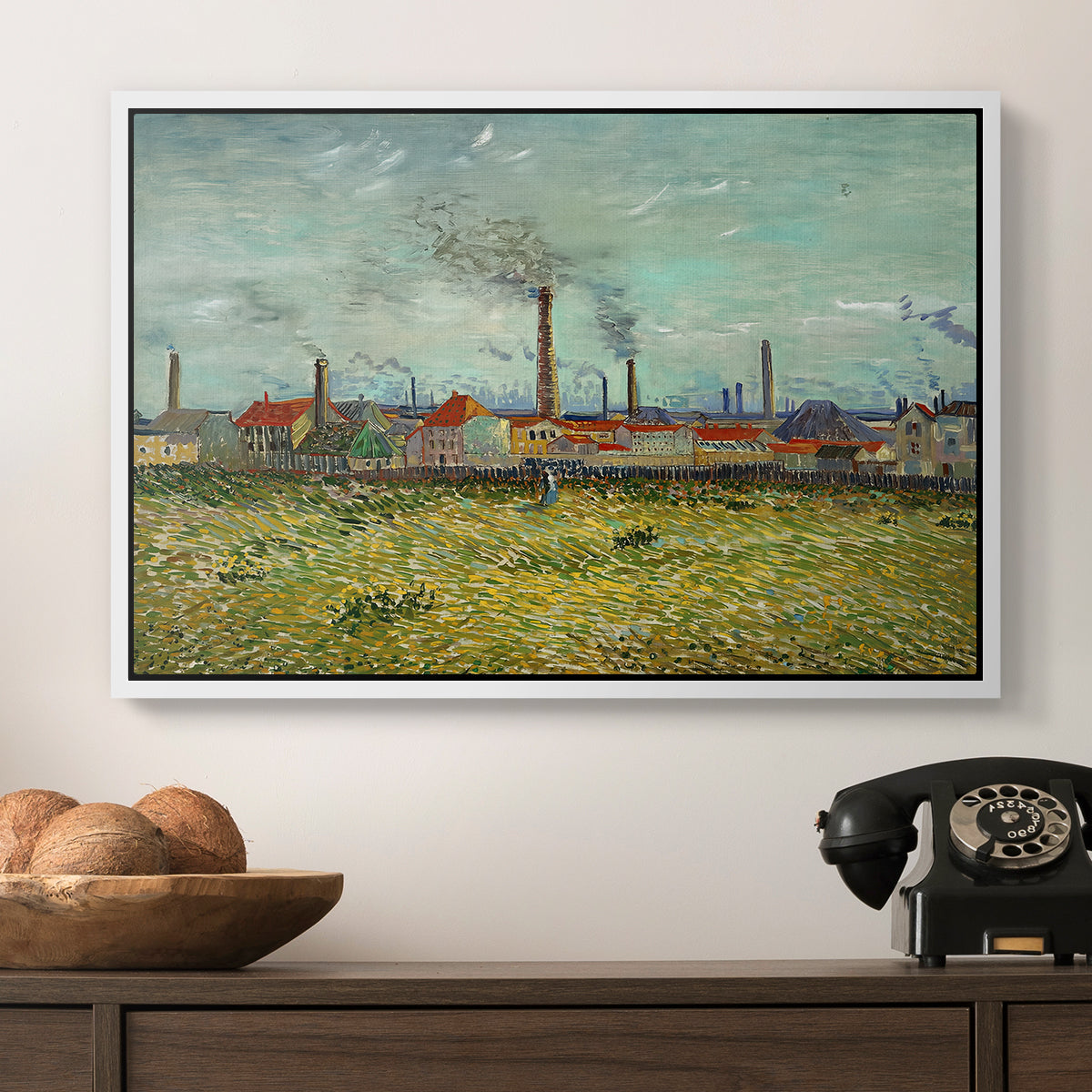 Factories at Clichy, 1887 - Floater Framed Canvas Print