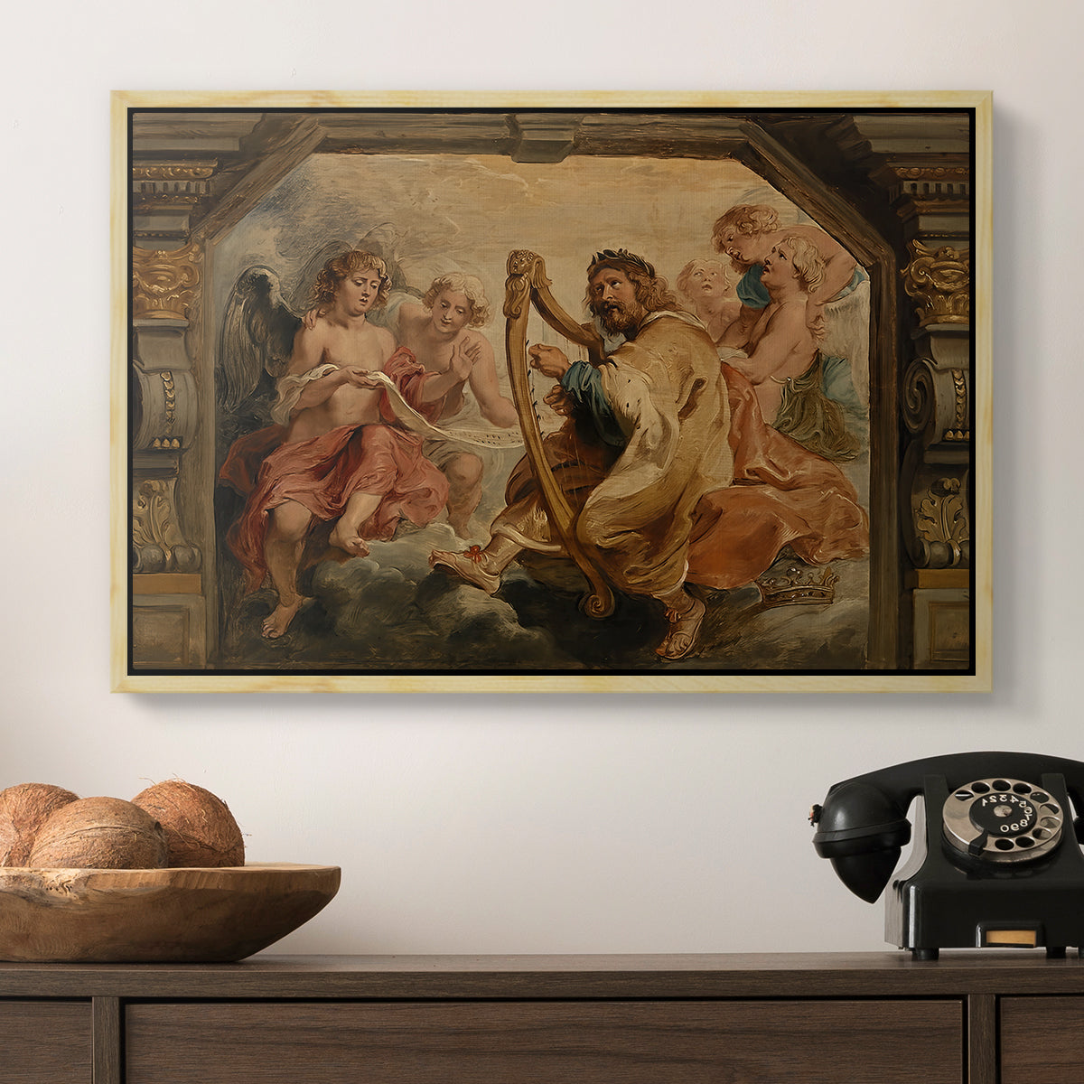 King David Playing the Harp, c. 1627-1628 - Floater Framed Canvas Print
