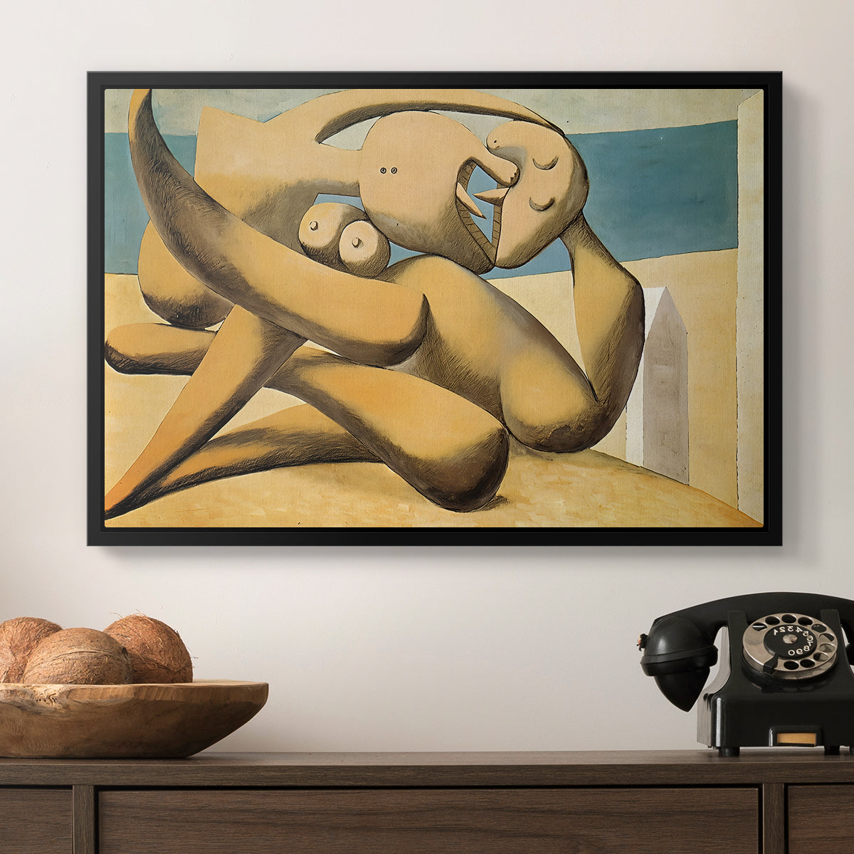 Figures at the Seaside (The Kiss), 1931 - Floater Framed Canvas Print