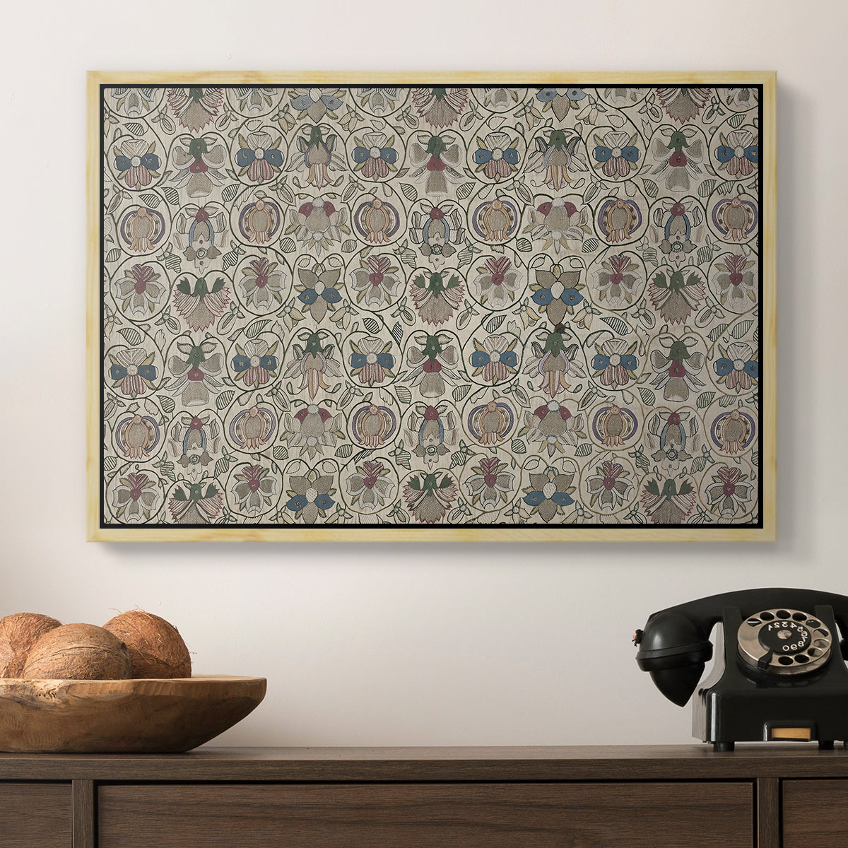 Long Cushion Cover (Printed Textile), c. 1600 - Floater Framed Canvas Print