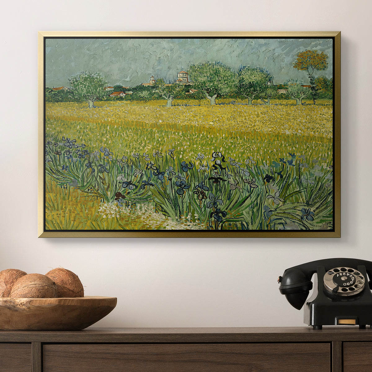 Field with Irises near Arles, 1888 - Floater Framed Canvas Print