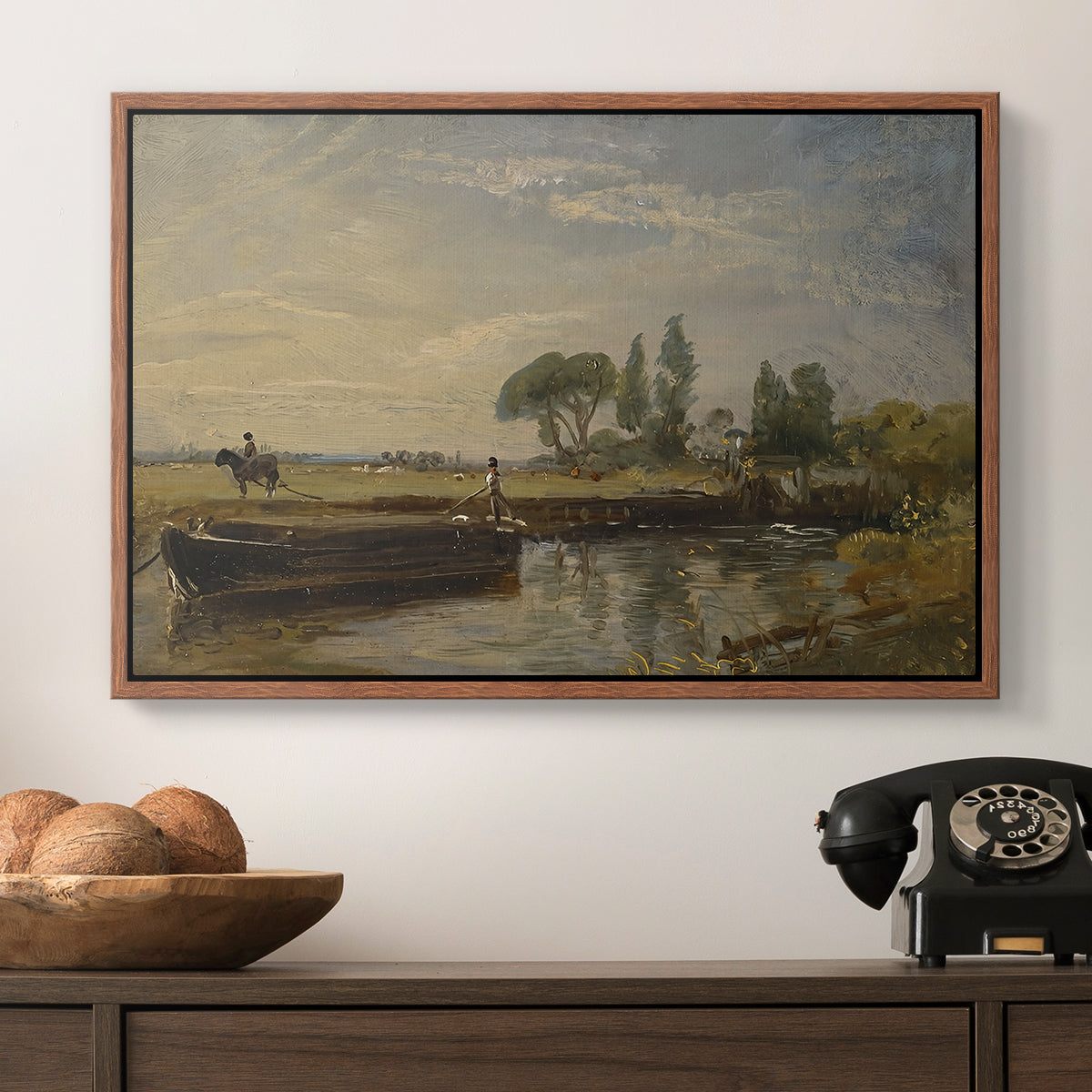 Barge below Flatford Lock, c. 1810 - Floater Framed Canvas Print