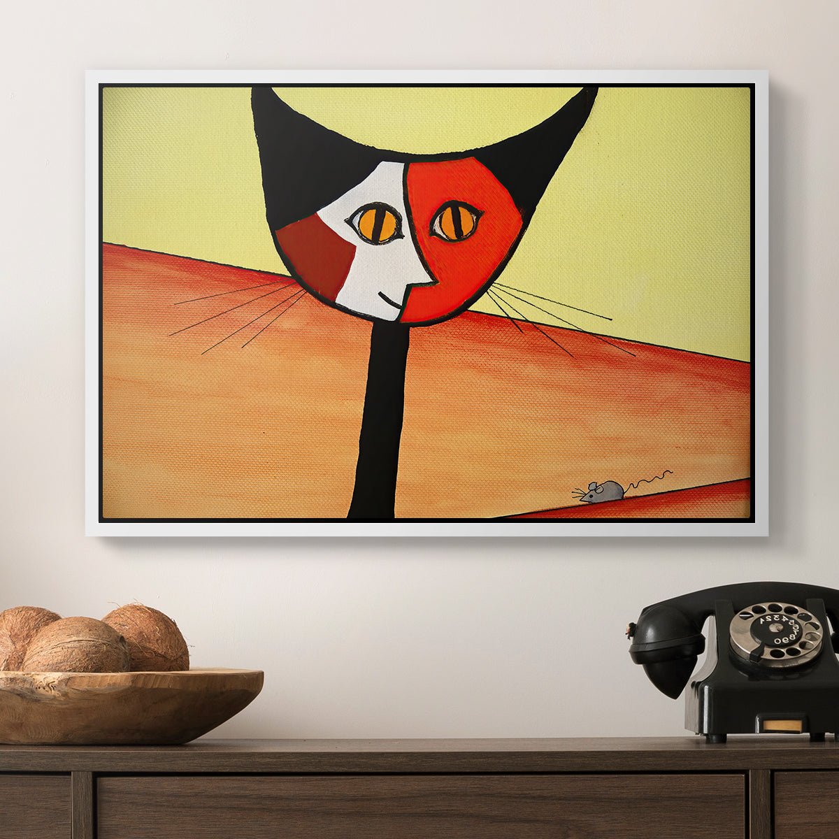 Picasso's Cat–El Gato - Floater Framed Canvas Print