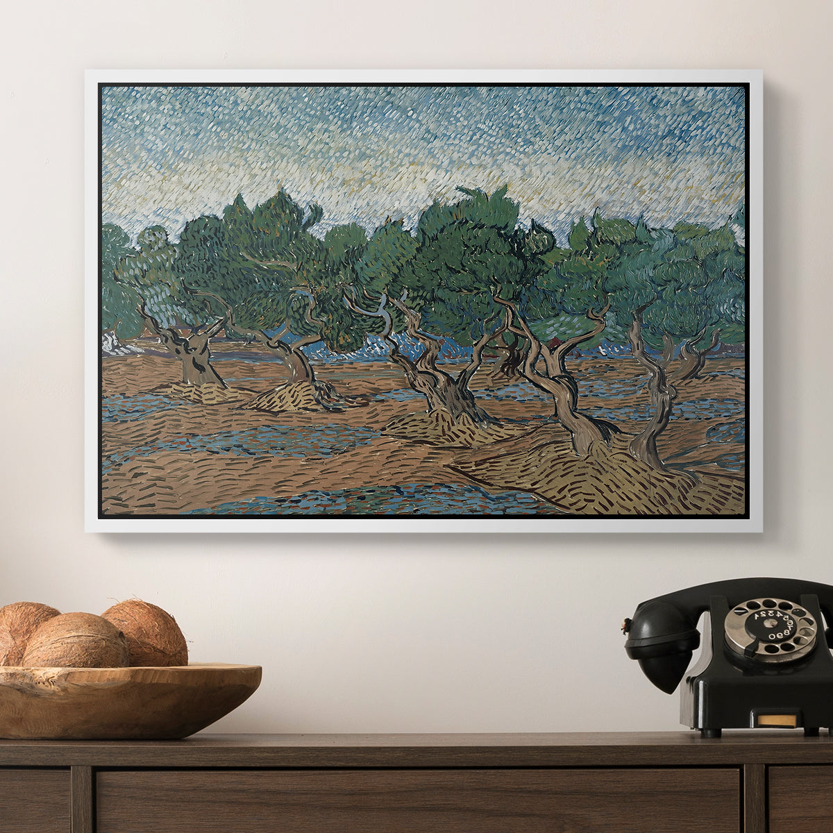 Olive Trees, 1889 - Floater Framed Canvas Print
