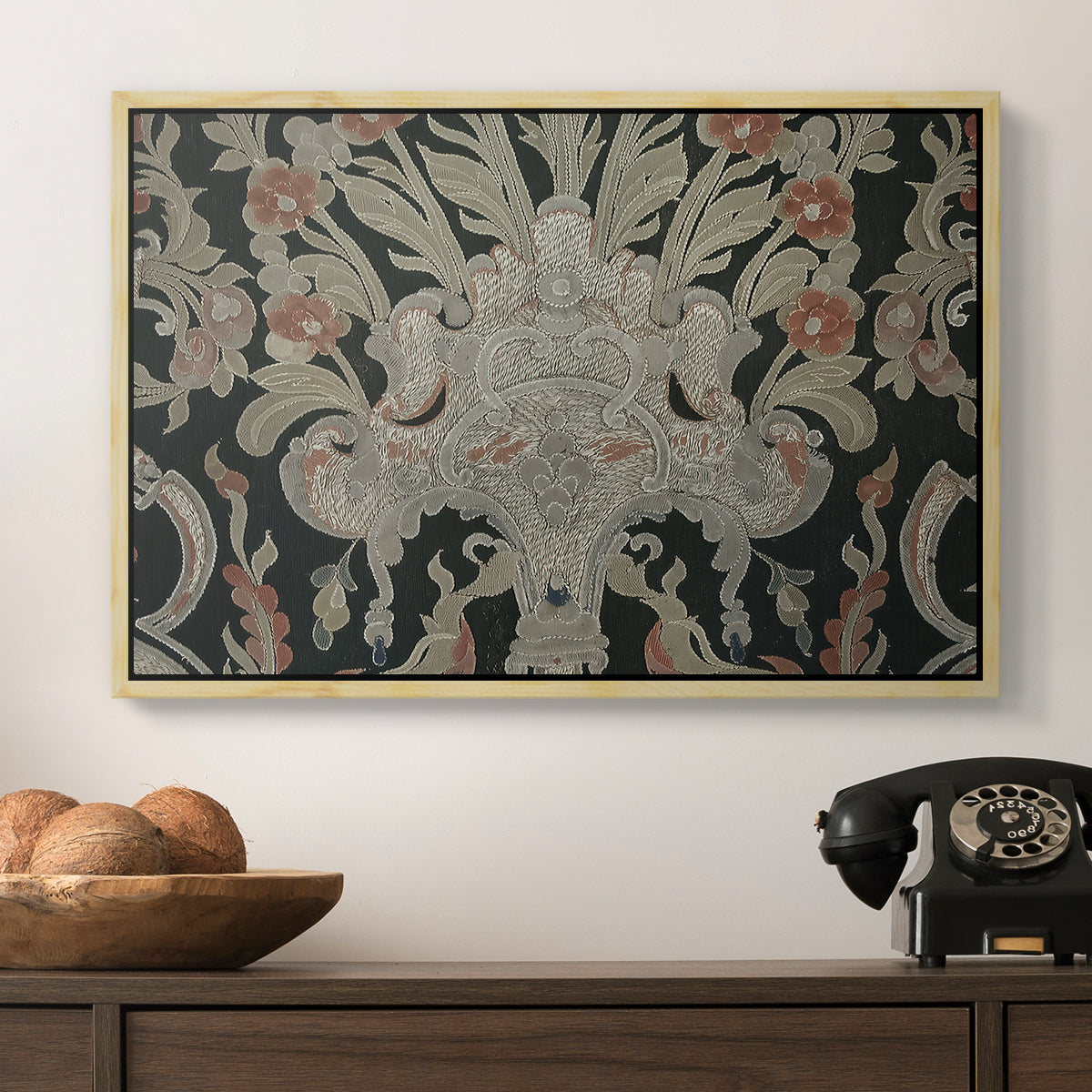 Hanging (Printed Textile), c. 18th Century - Floater Framed Canvas Print