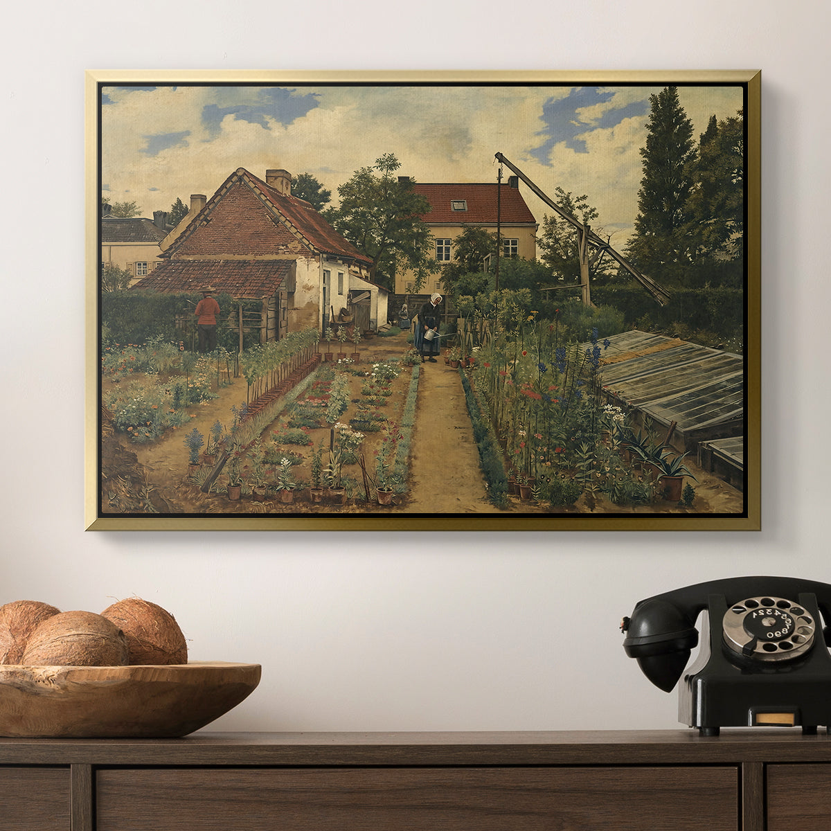 Garden of a Florist (The Flower Garden), 1864 - Floater Framed Canvas Print