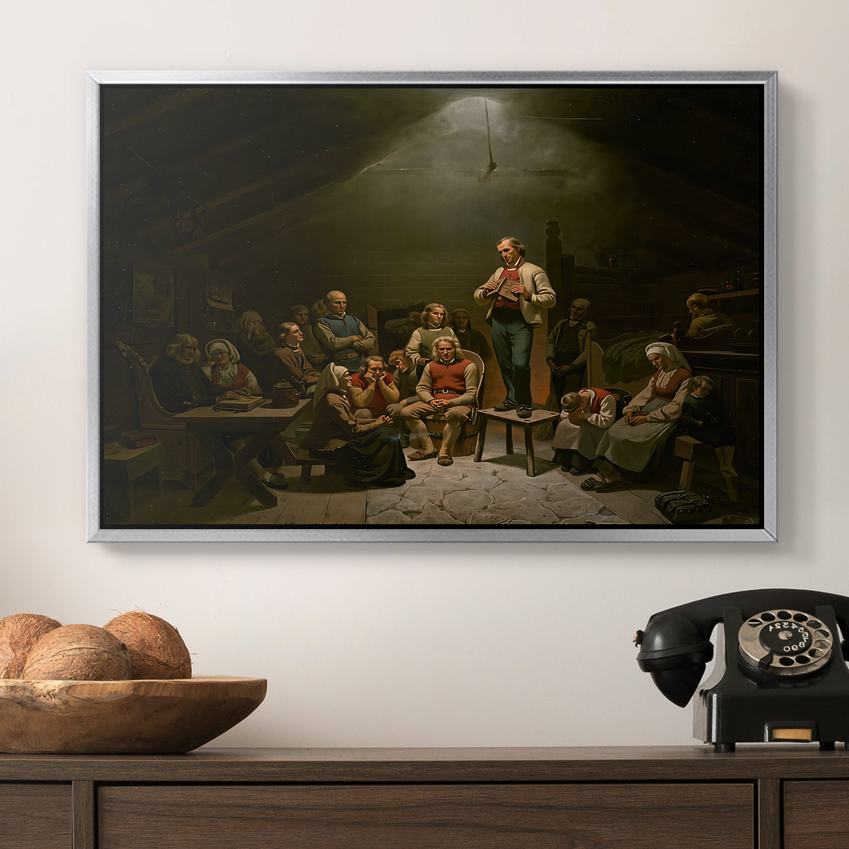 Low Church Devotion (Haugianerne), 1848 - Floater Framed Canvas Print