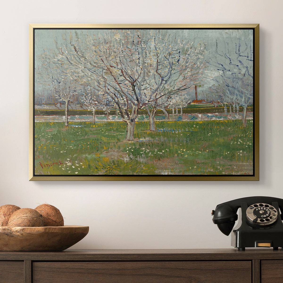 Orchard in Blossom (Plum Trees), 1888 - Floater Framed Canvas Print