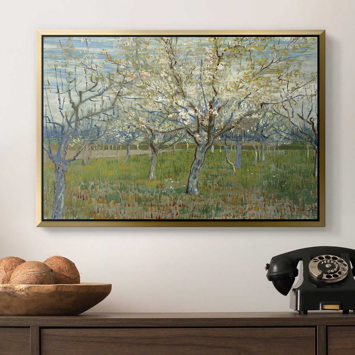The Pink Orchard, 1888 - Floater Framed Canvas Print