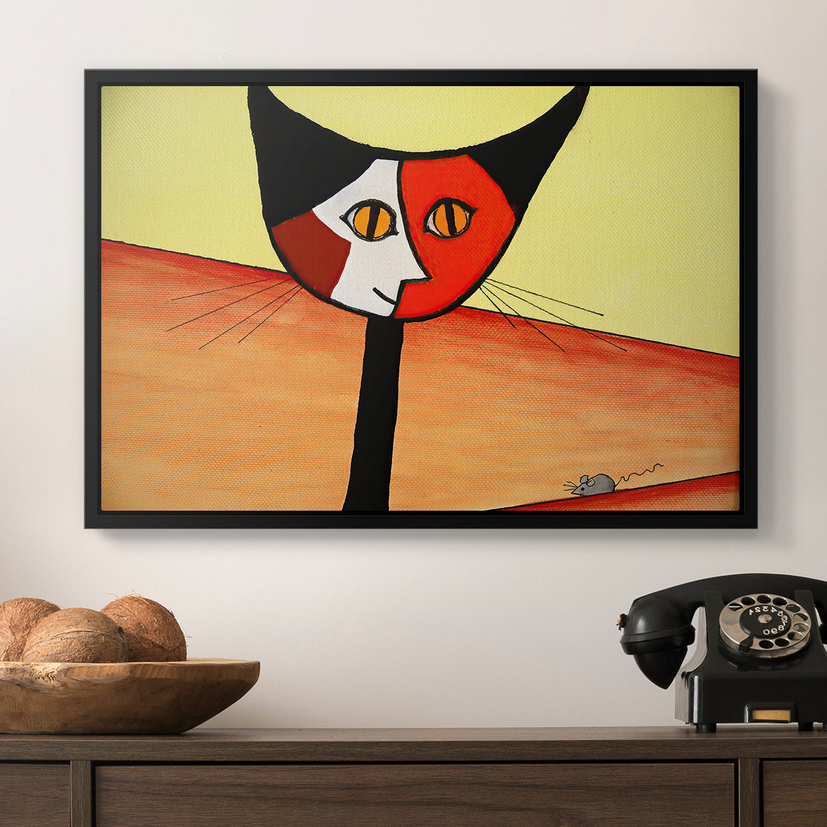 Picasso's Cat–El Gato - Floater Framed Canvas Print