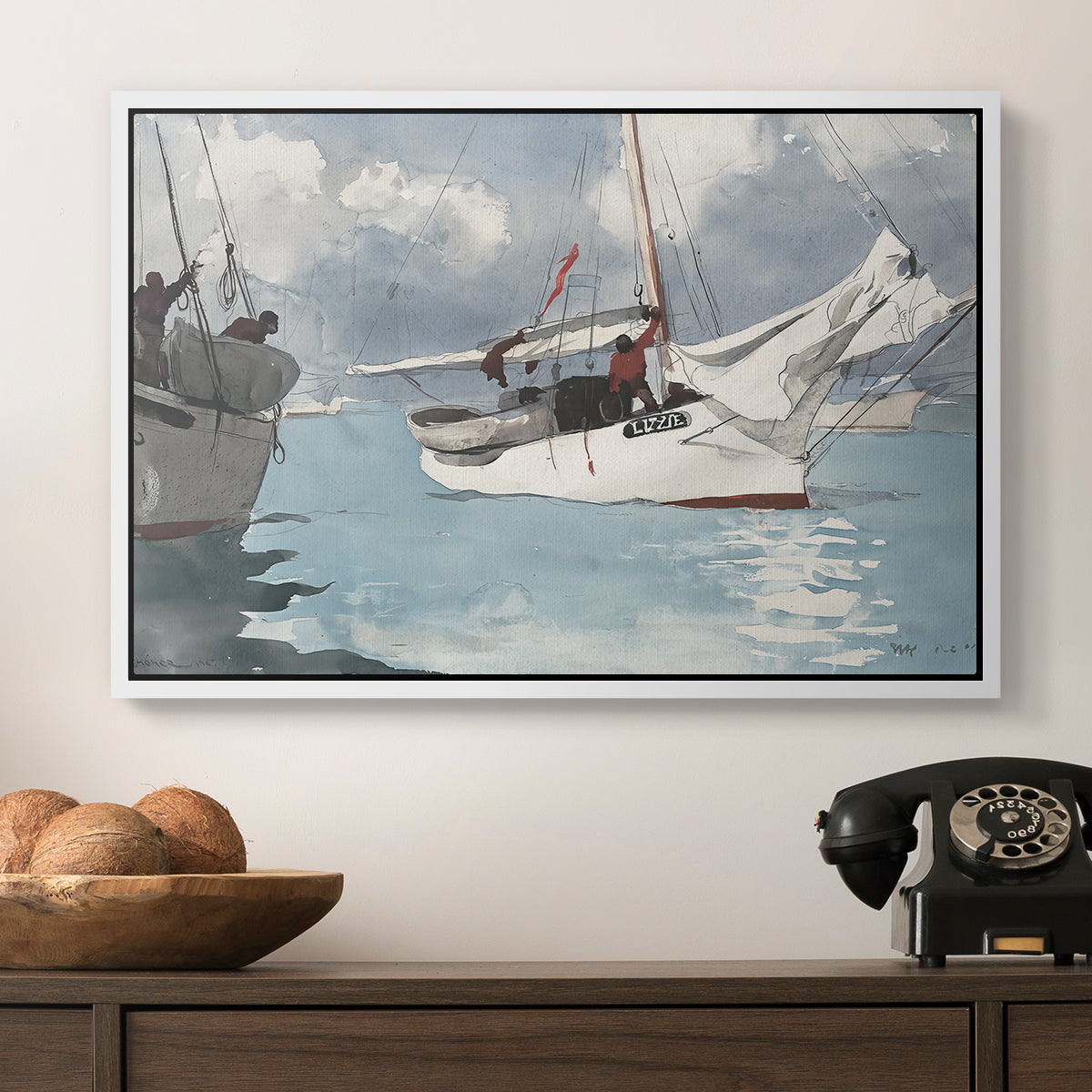 Fishing Boats, Key West, 1903 - Floater Framed Canvas Print