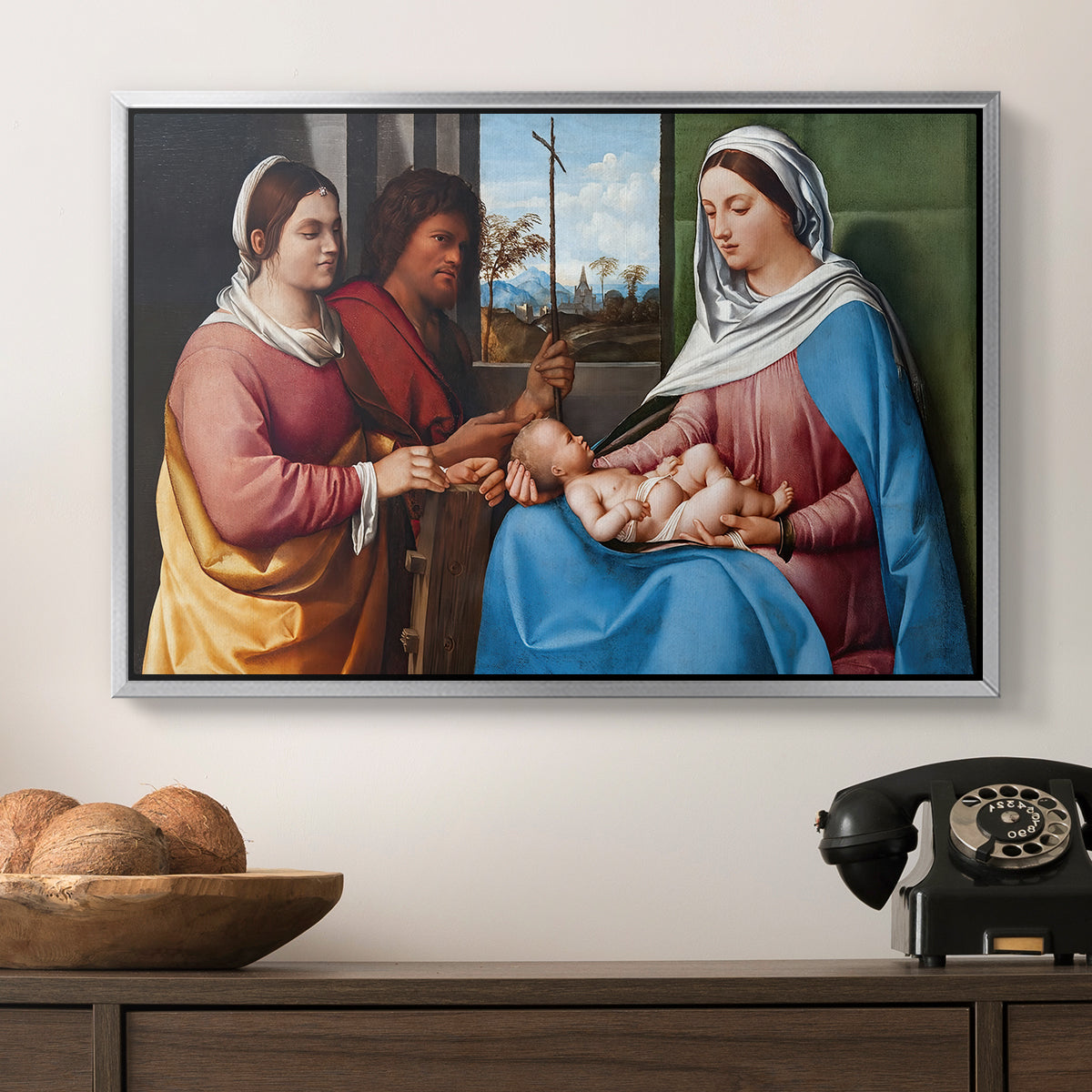 Sacred Conversation, c. 1505 - Floater Framed Canvas Print