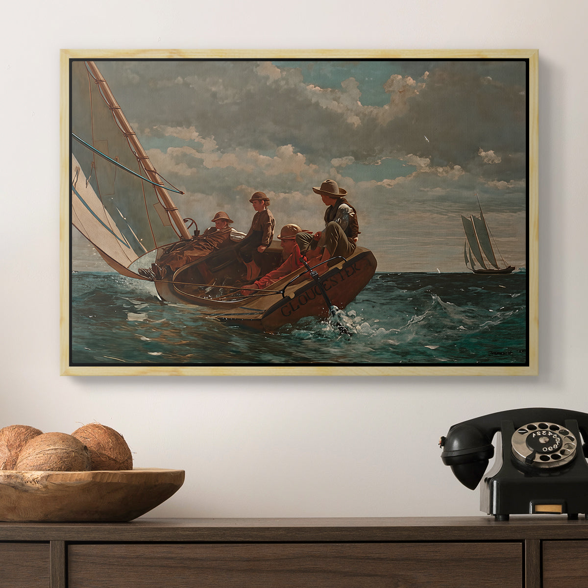Breezing Up (A Fair Wind), 1873-1876 - Floater Framed Canvas Print