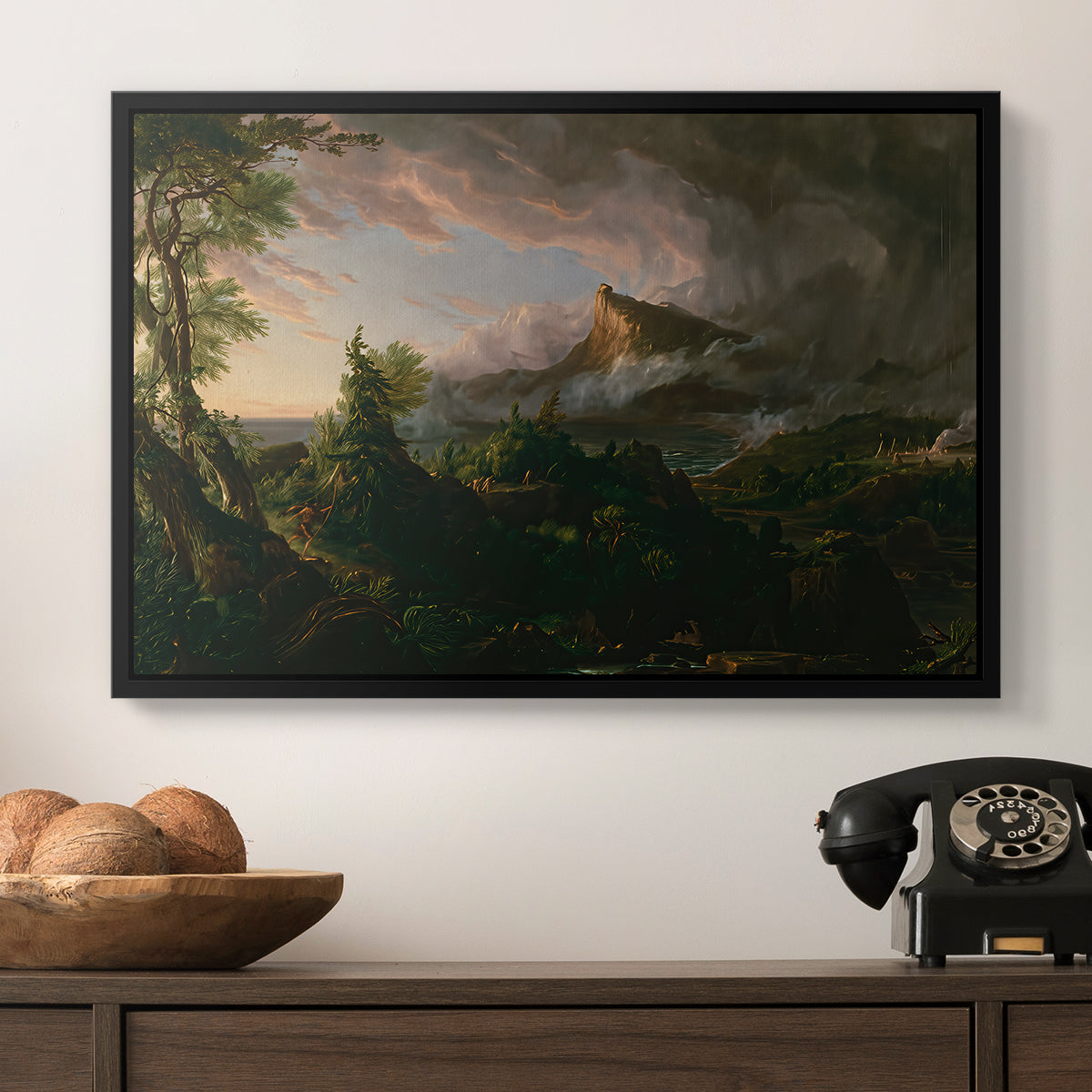 The Course of Empire: The Savage State, 1834 - Floater Framed Canvas Print