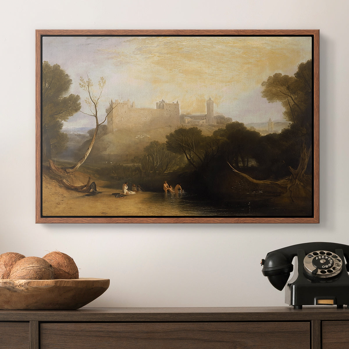 Linlithgow Palace, c. 1807 - Floater Framed Canvas Print