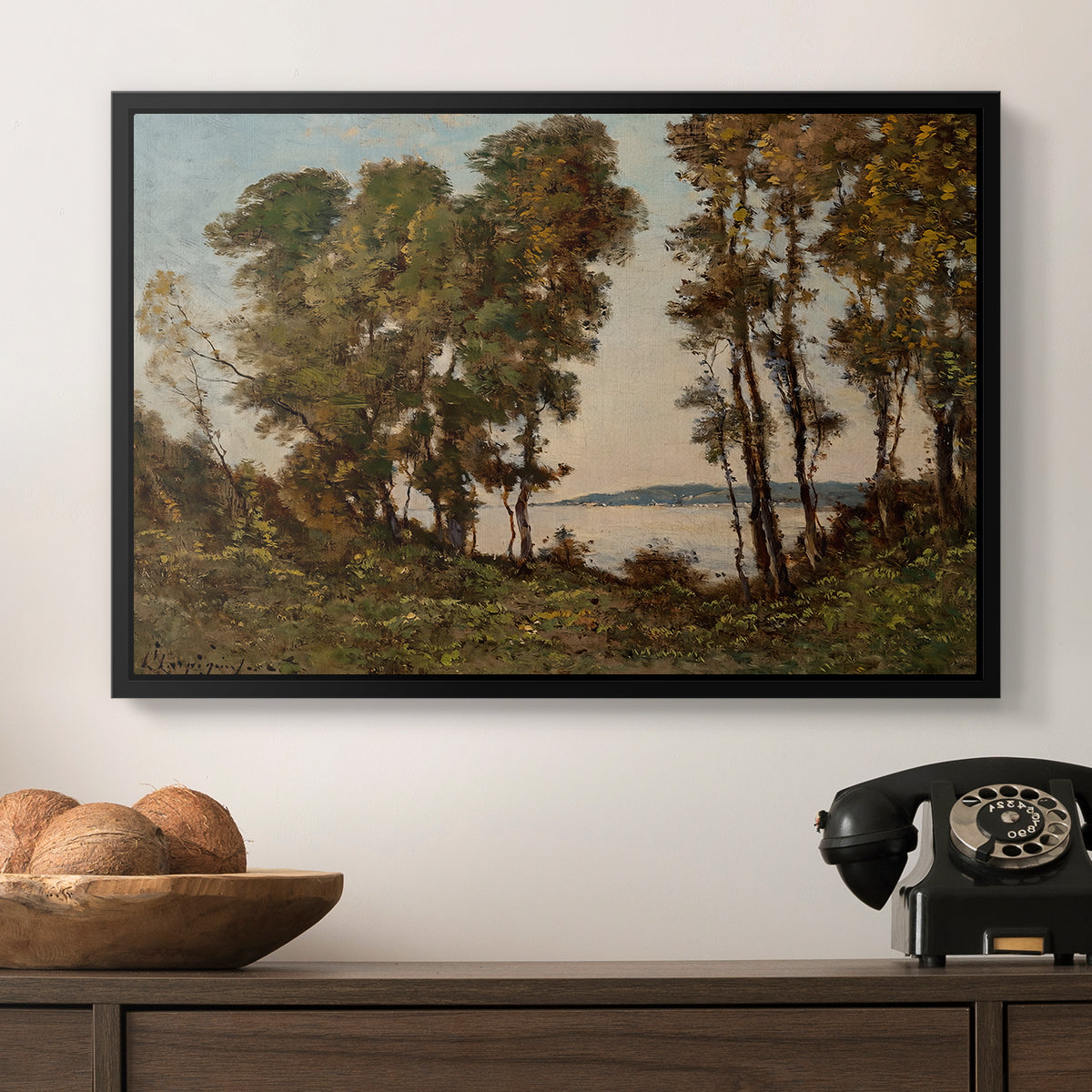 The Banks of the Allier, 1894 - Floater Framed Canvas Print