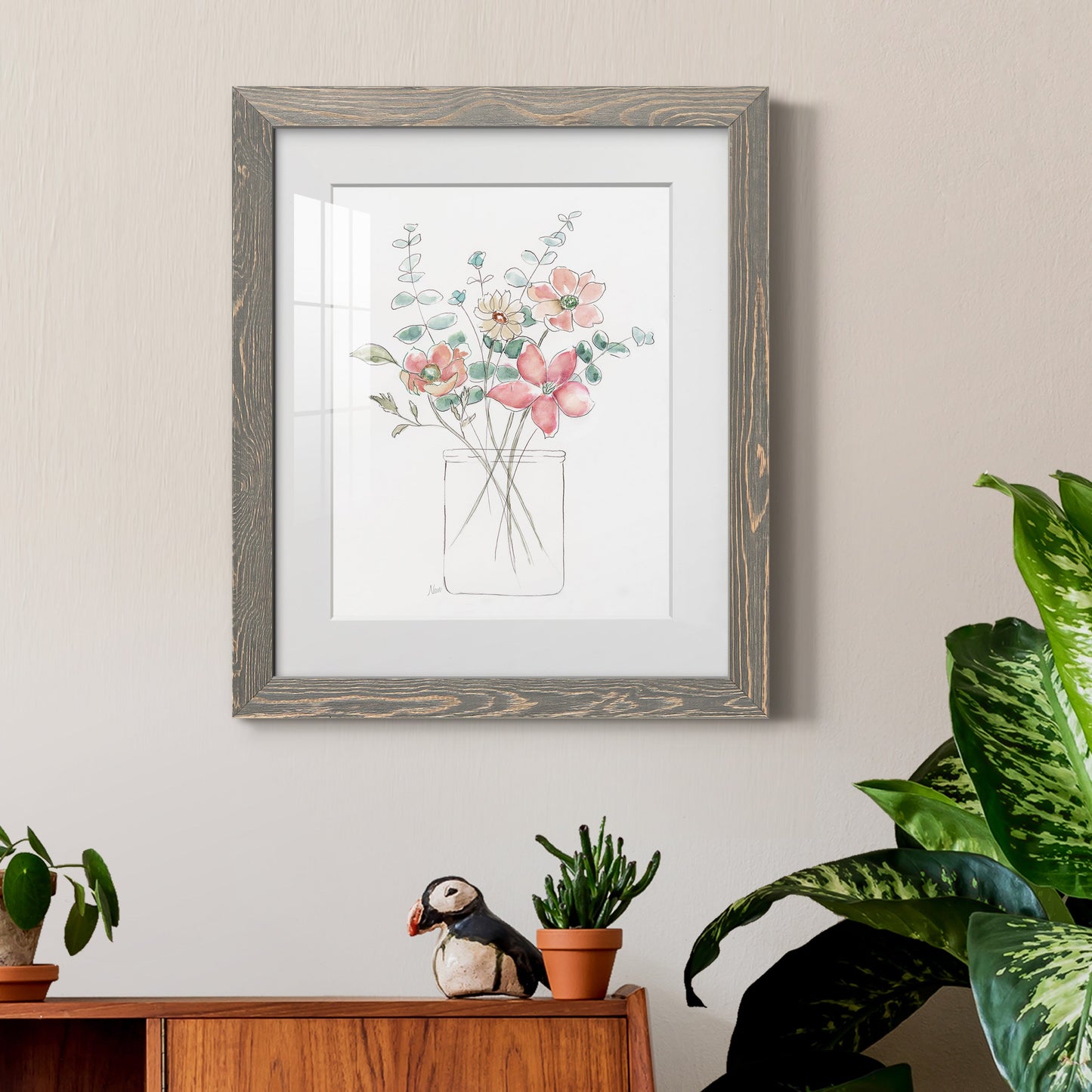 Whimsical Wildflowers I - Premium Framed Print - Distressed Barnwood Frame - Ready to Hang