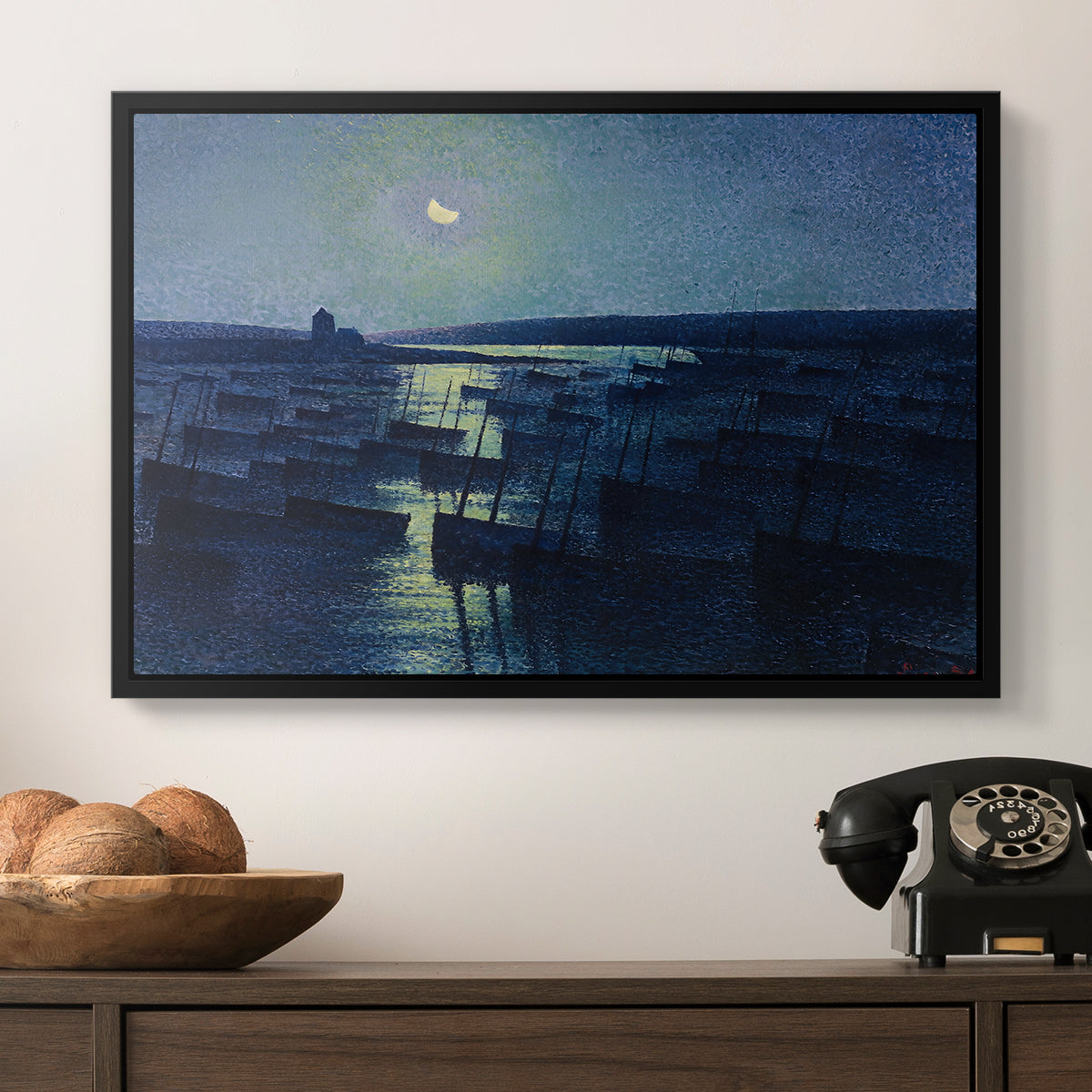 Camaret, Moonlight and Fishing Boats, 1894 - Floater Framed Canvas Print
