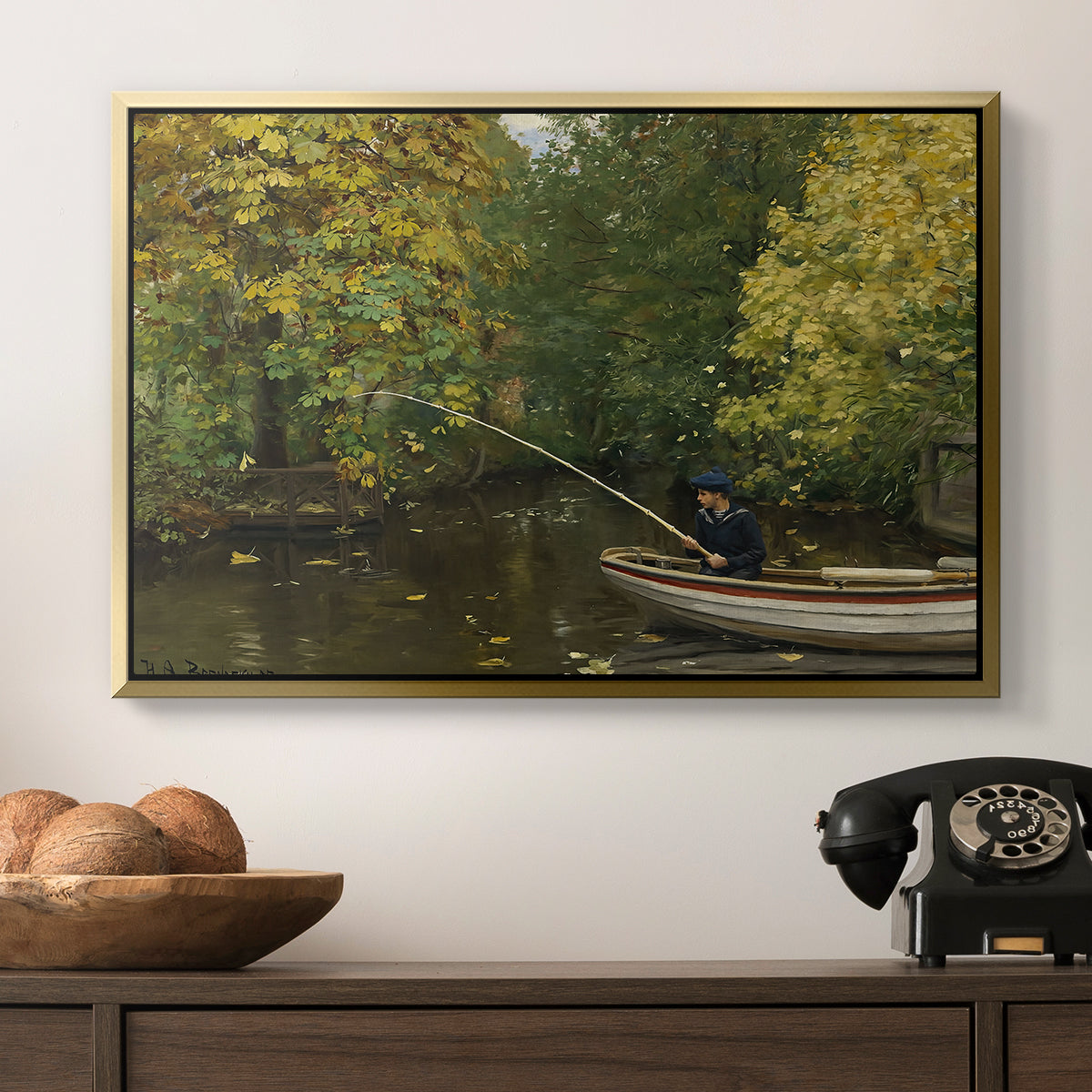 Fishing Boy, c. 1890 - Floater Framed Canvas Print