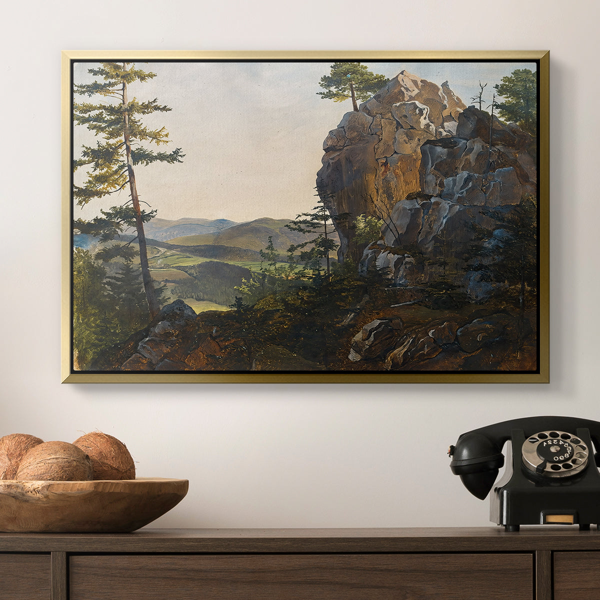Landscape with the Balbersteine near Miesenbach, 1839 - Floater Framed Canvas Print