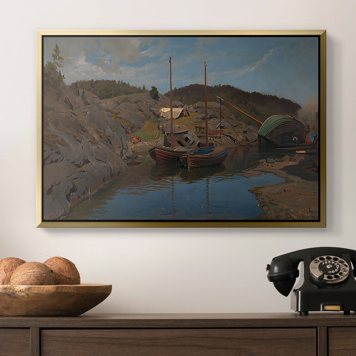 Pilotboats, 1875 - Floater Framed Canvas Print