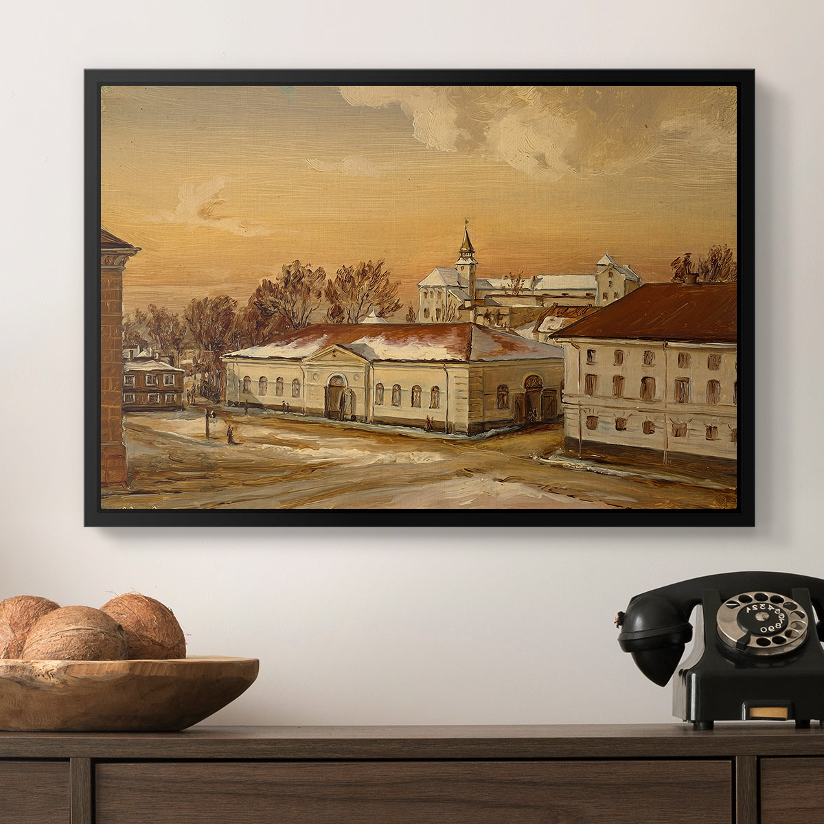 The Riding School at Akershus Castle, 1846 - Floater Framed Canvas Print