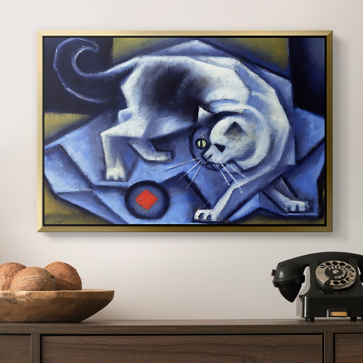Cat Playing with a Ball, 1945-1950 - Floater Framed Canvas Print