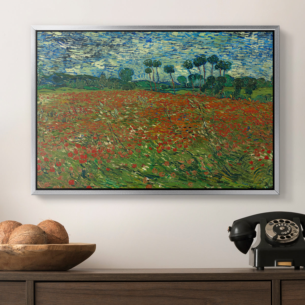 Field with Poppies, 1889 - Floater Framed Canvas Print