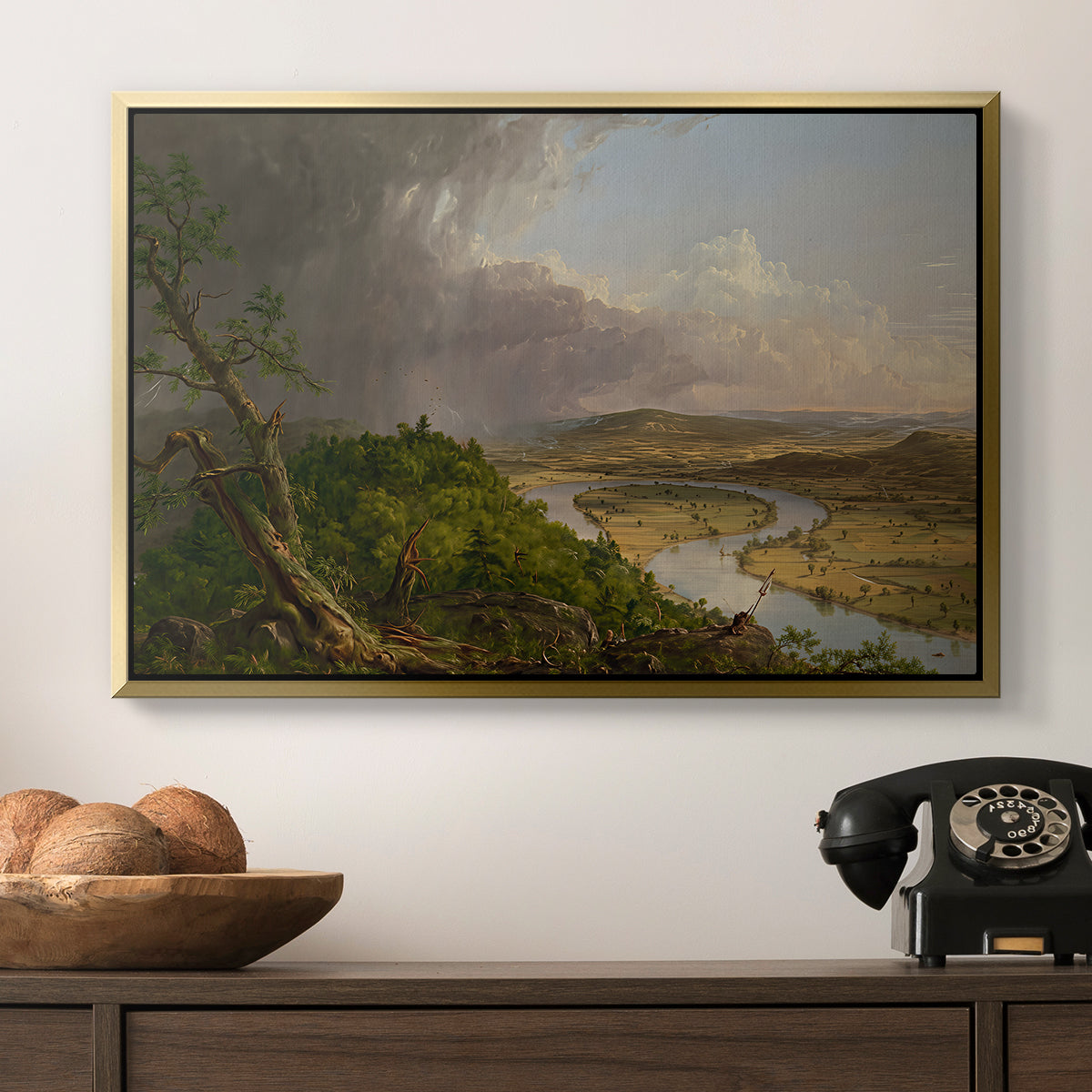 View from Mount Holyoke, Northampton, Massachusetts, after a Thunderstorm (Oxbow), 1836 - Floater Framed Canvas Print
