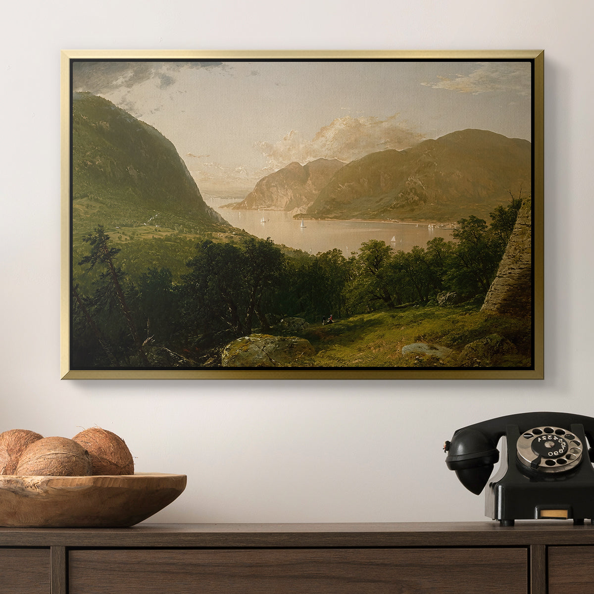 Hudson River Scene, 1857 - Floater Framed Canvas Print