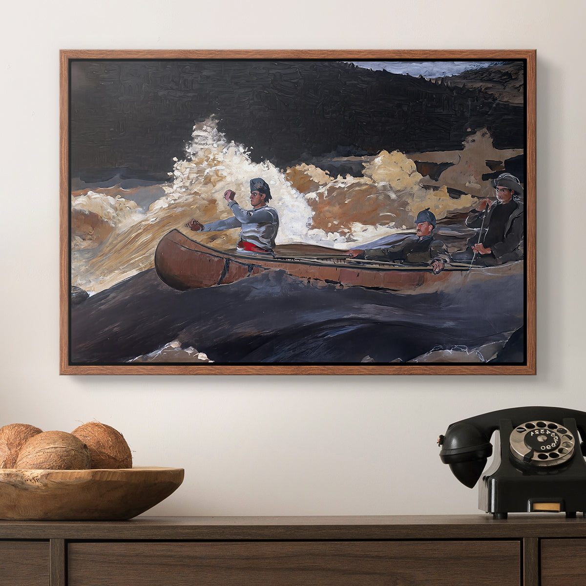 Shooting the Rapids, Saguenay River, 1905-1910 - Floater Framed Canvas Print