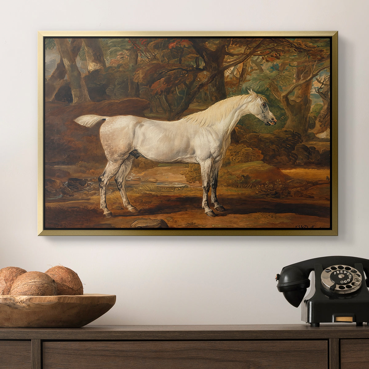 Grey Arabian Stallion, Property of Sir Watkin Williams-Wynn, c. 1817 - Floater Framed Canvas Print