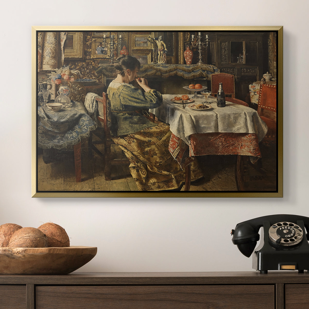 The Meal (De maaltijd), c. 1885 - Floater Framed Canvas Print