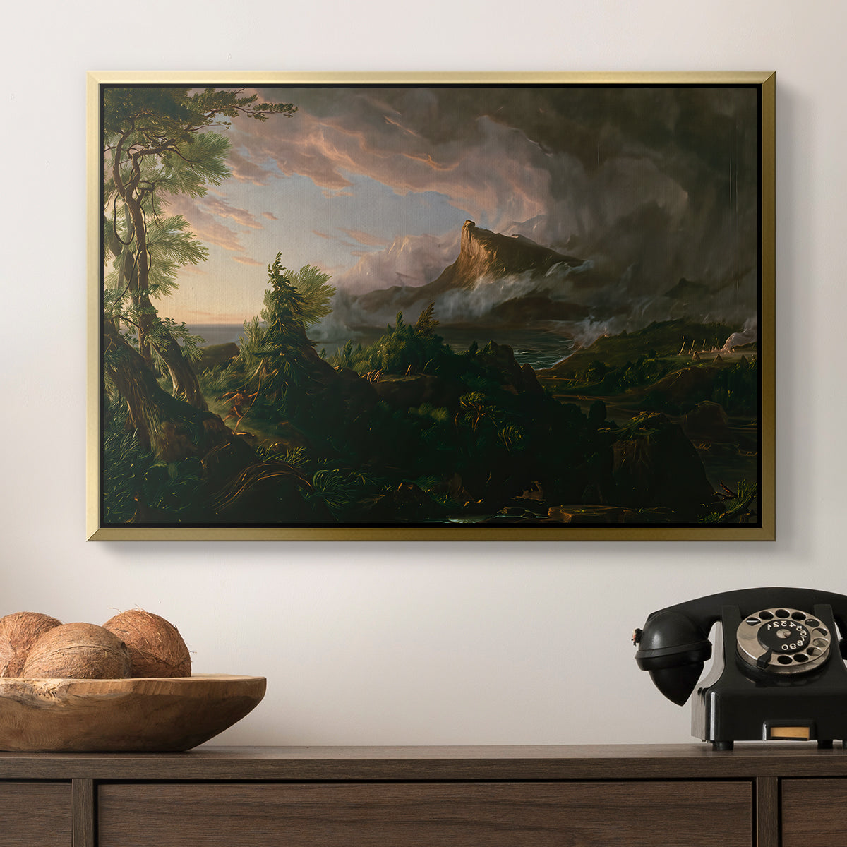 The Course of Empire: The Savage State, 1834 - Floater Framed Canvas Print