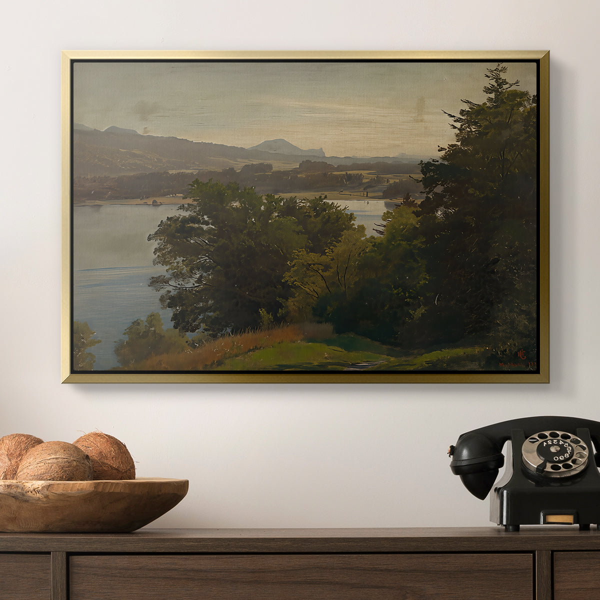 View of the Mondsee, 1870 - Floater Framed Canvas Print