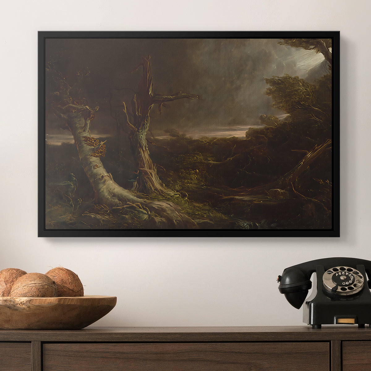 Tornado in an American Forest, 1835 - Floater Framed Canvas Print