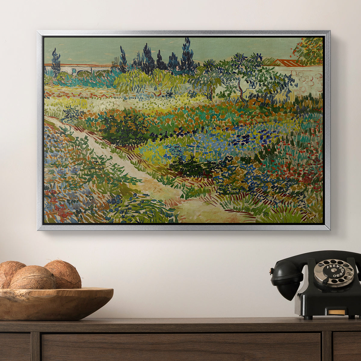 Garden at Arles, 1888 - Floater Framed Canvas Print