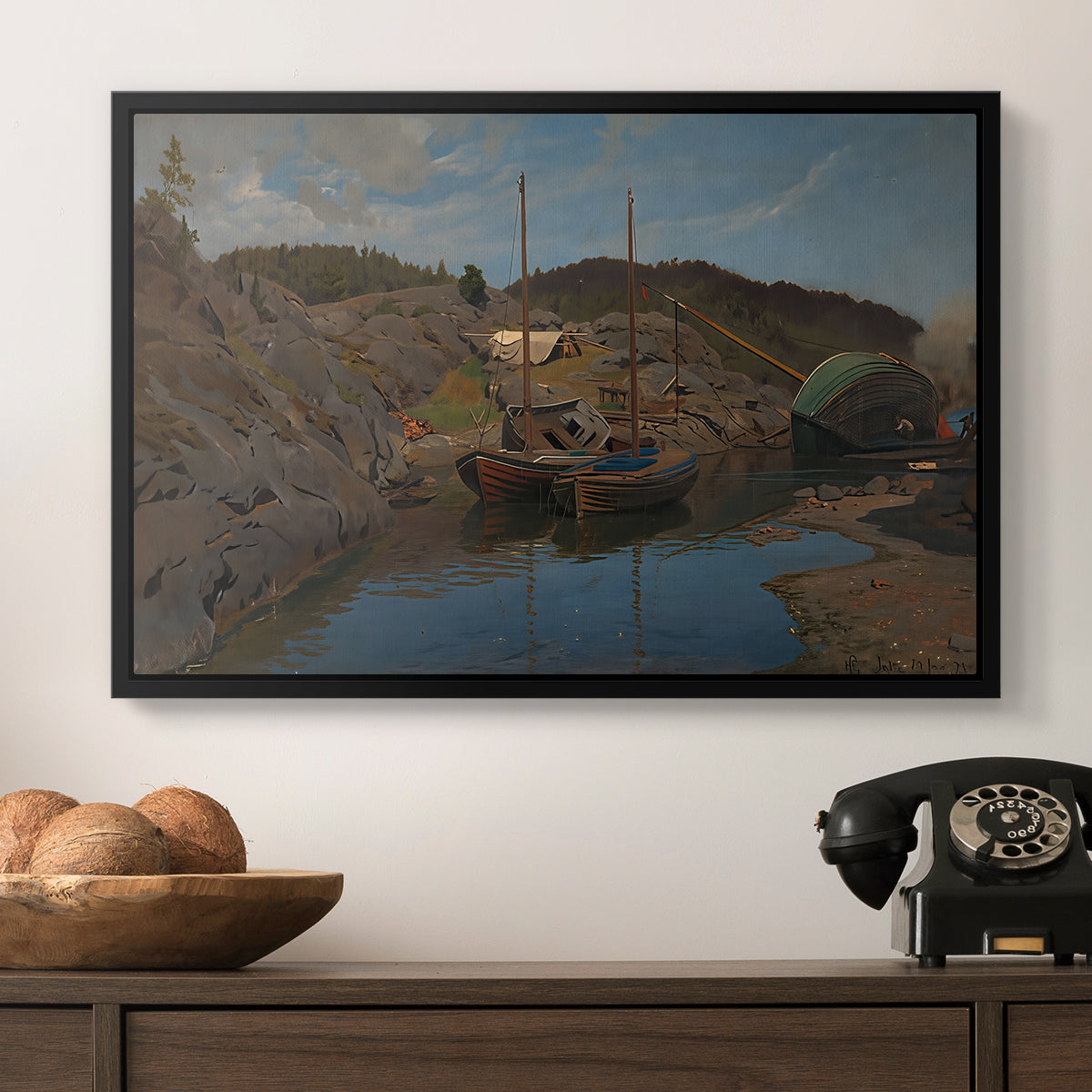 Pilotboats, 1875 - Floater Framed Canvas Print