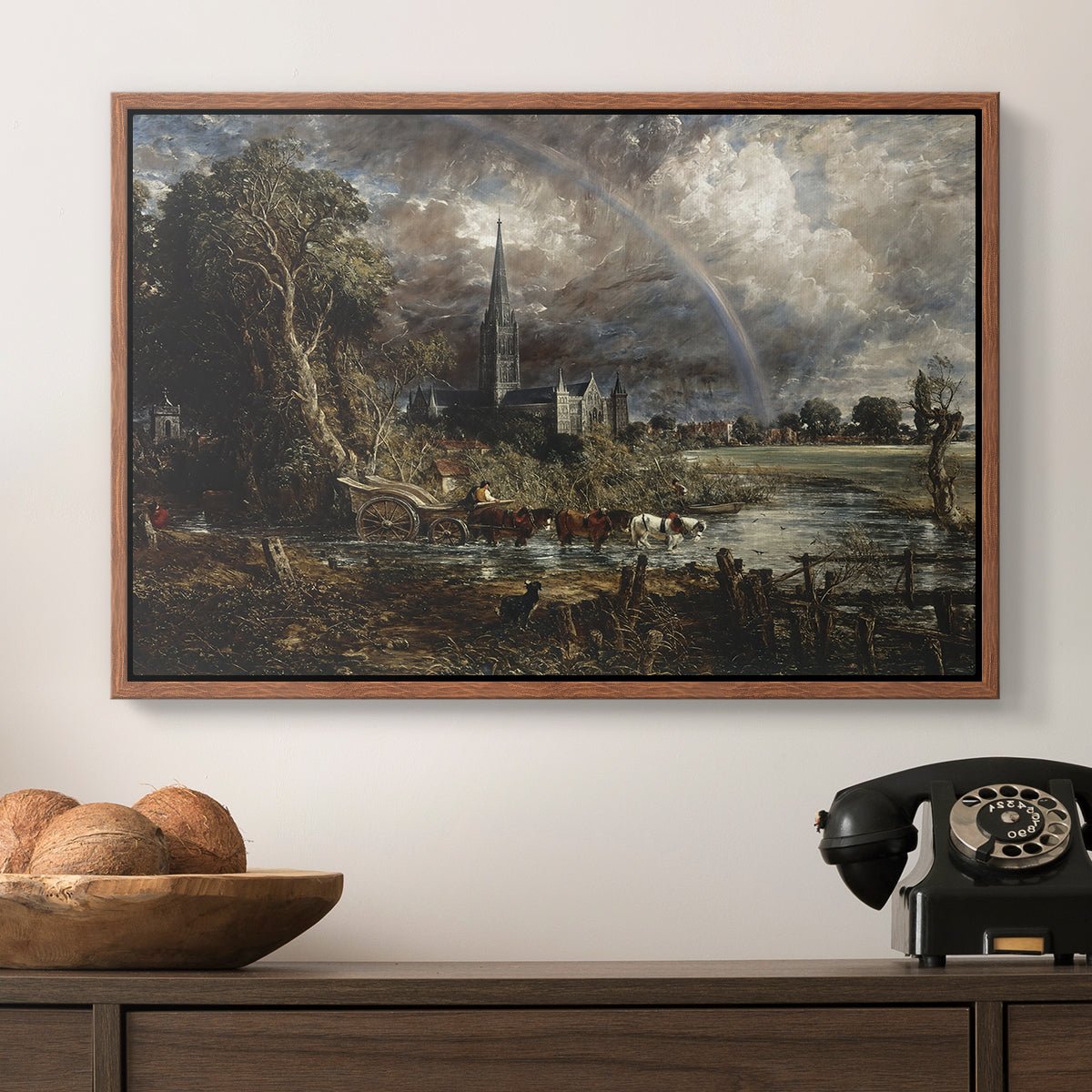 Salisbury Cathedral from the Meadows (Detail), 1831 - Floater Framed Canvas Print