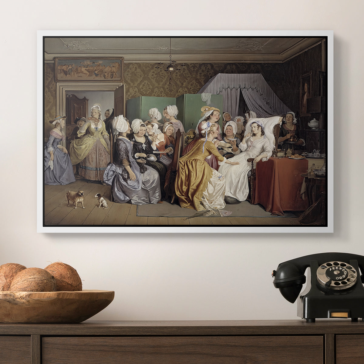 The Maternity Room (Scene from "Barselstuen"), 1845 - Floater Framed Canvas Print