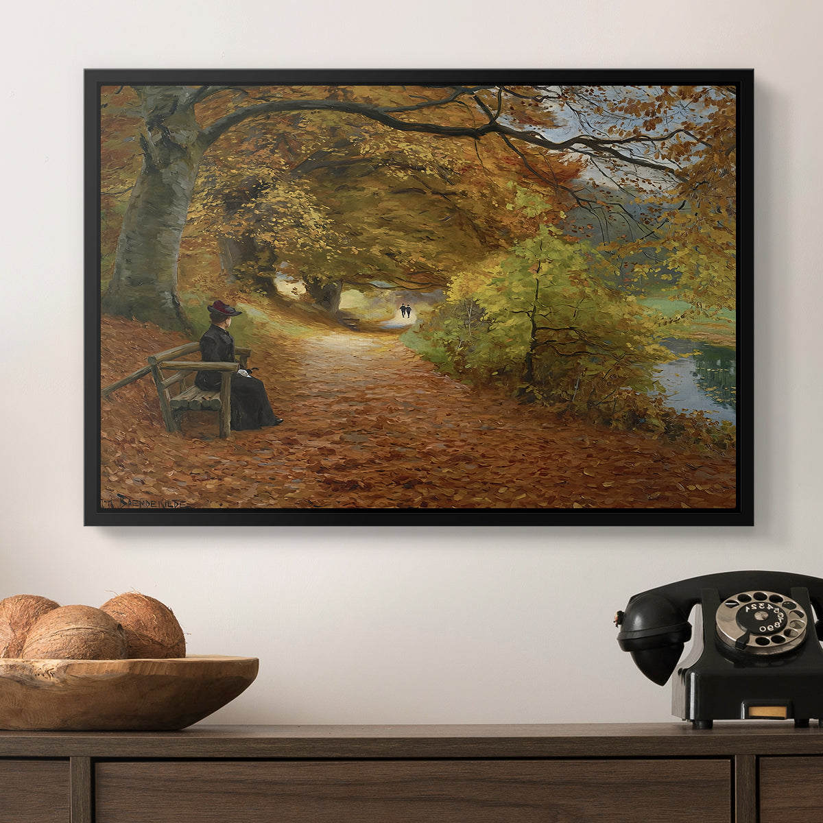 A Wooded Path in Autumn, 1902 - Floater Framed Canvas Print